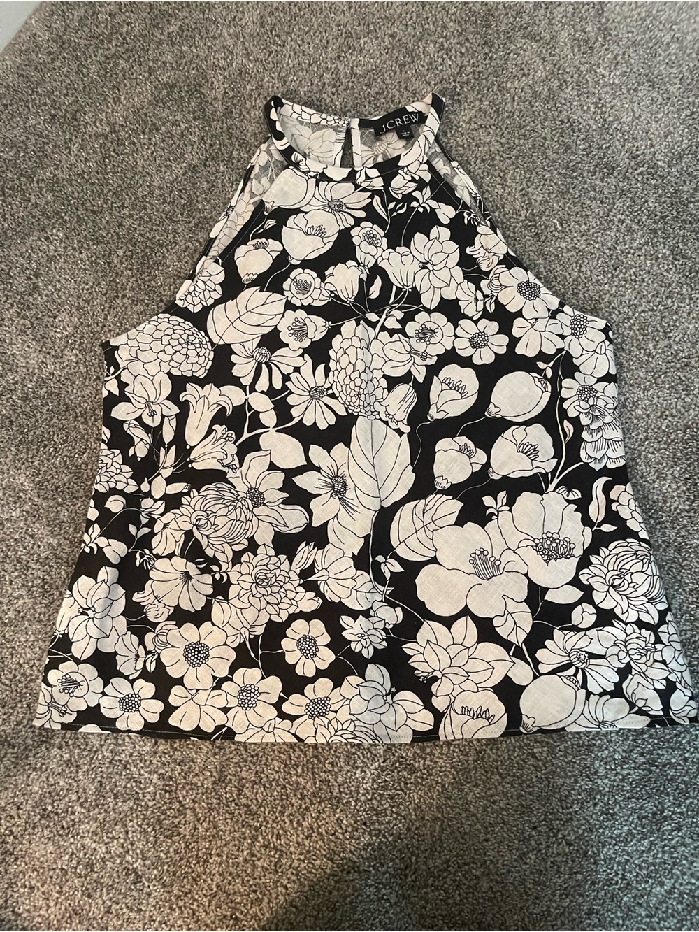 J. Crew Black and White Floral Halter Shell